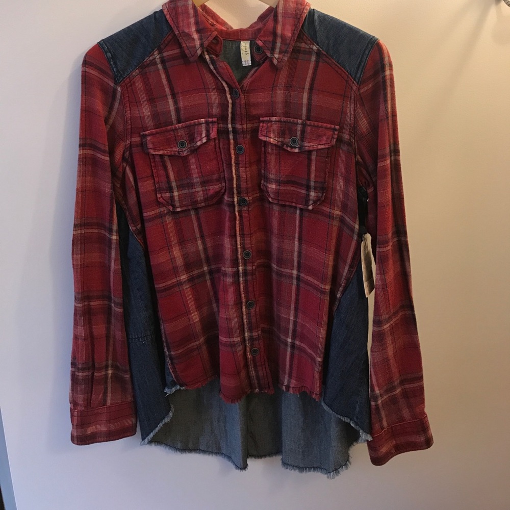 Free People Flannel Button Down