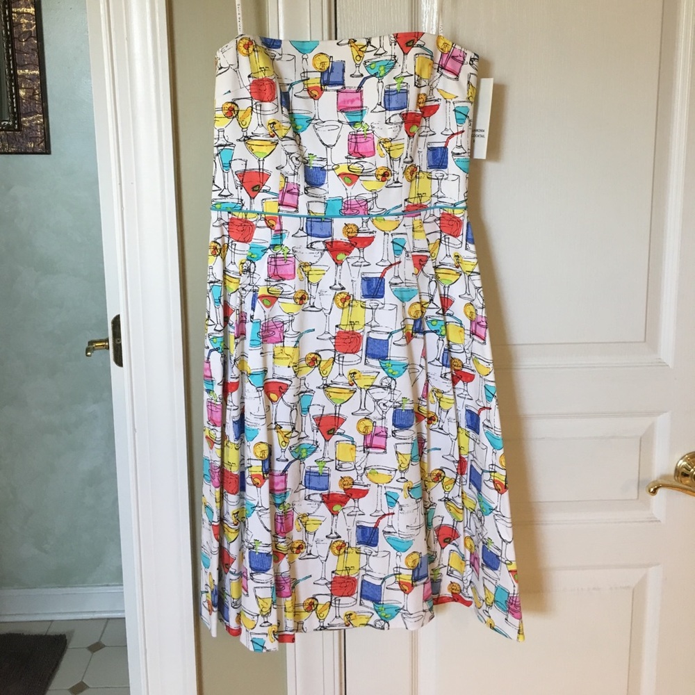 David Meister Strapless cocktail print dress