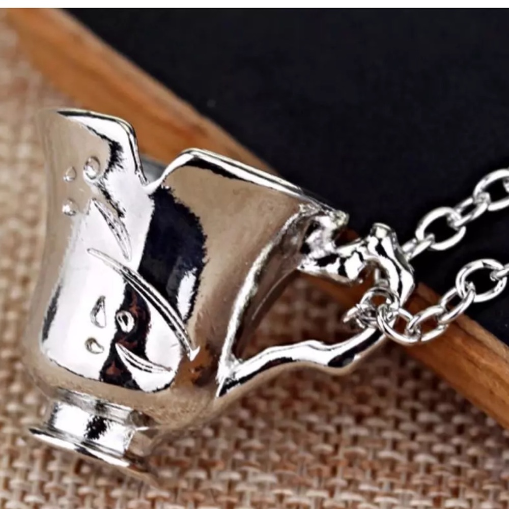 Beauty and the Beast teacup necklace