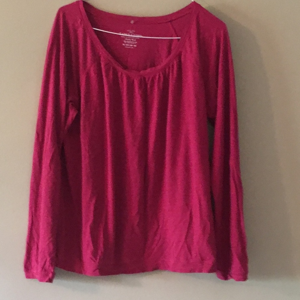 XL Faded Glory Wide Neck Long Sleeve Red Shirt