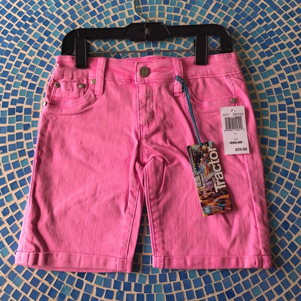 Tractor kids pink denim shorts