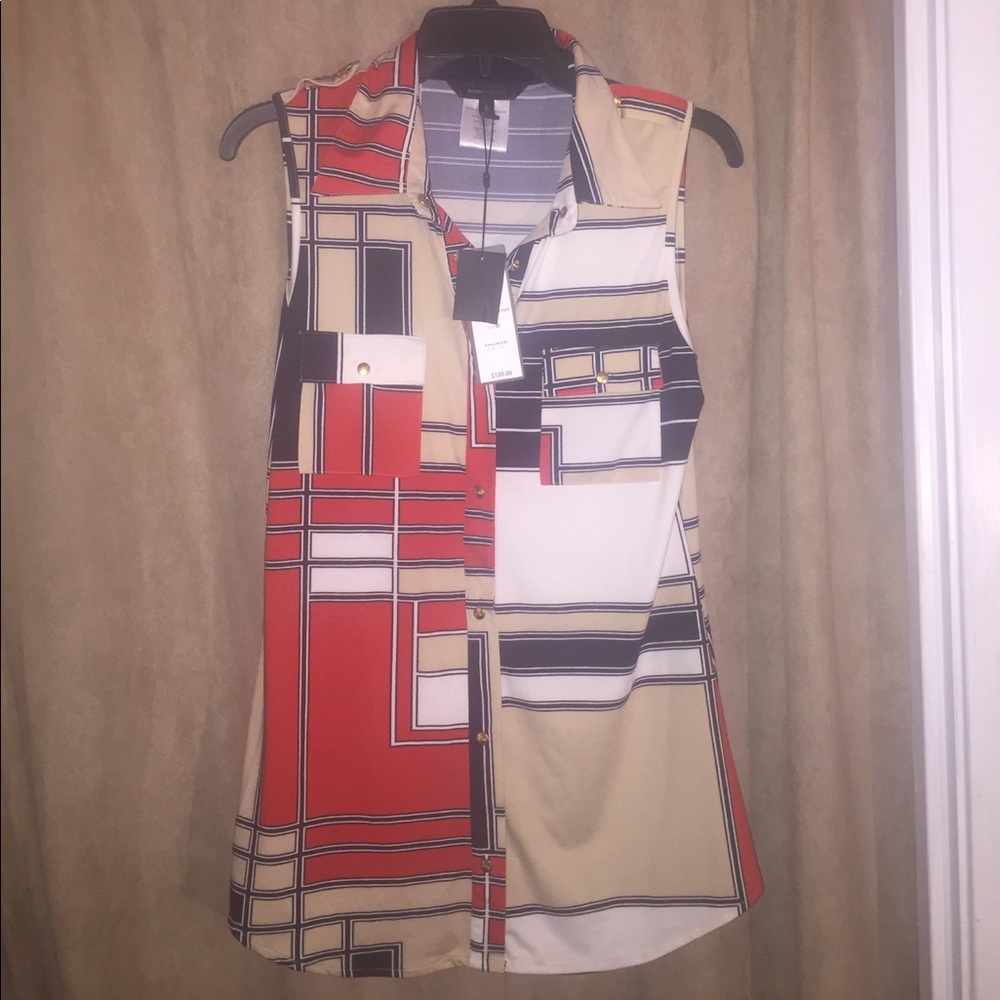 Red, White, Blue, & Cream colored top BCBG