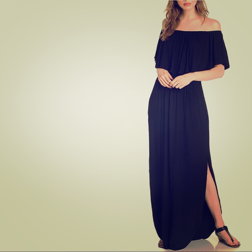 Off the shoulder maxi dress with flounce top