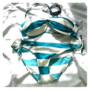 Teal and cream bikini