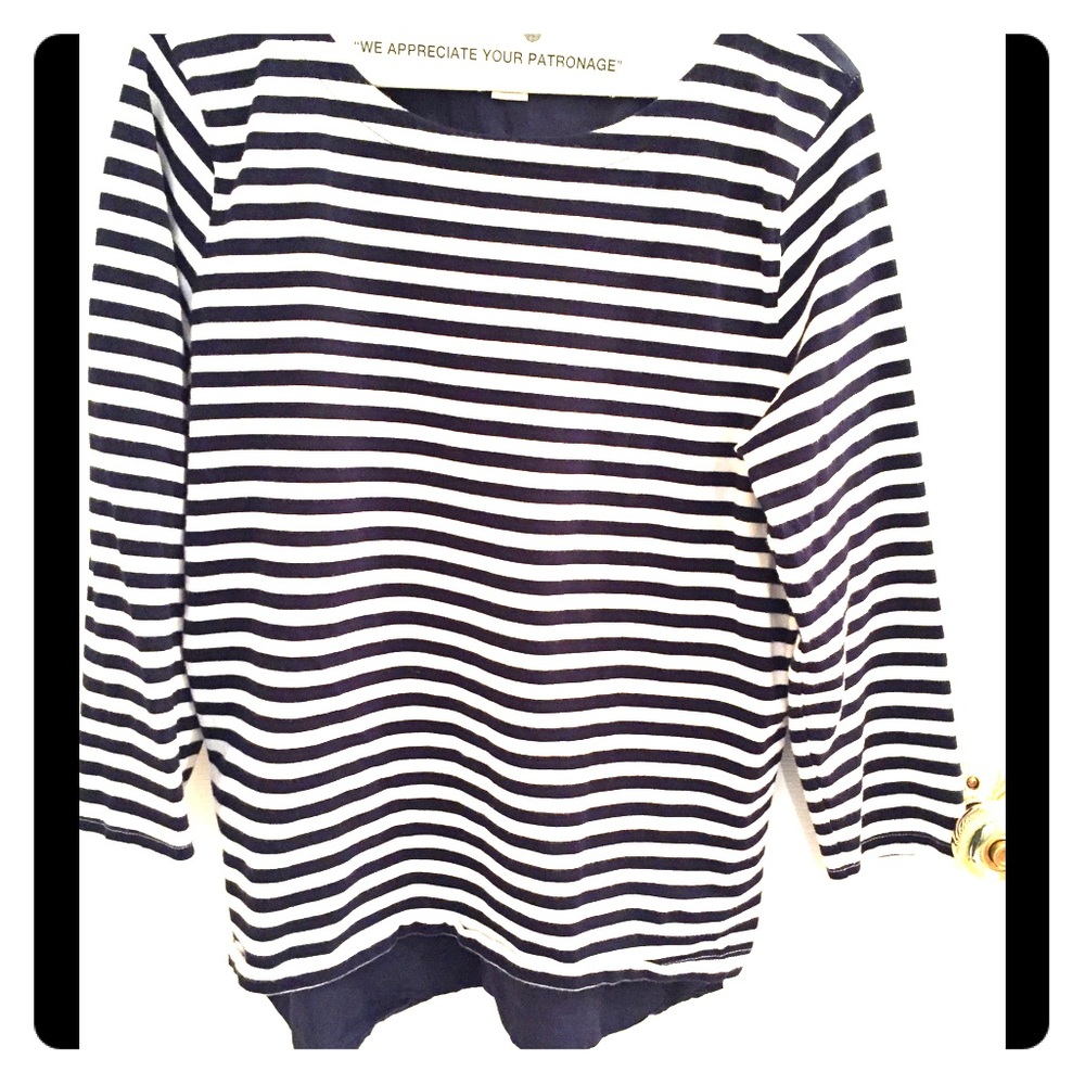 J.Crew navy and white striped top