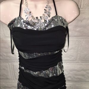Women's Sequenced Silver Mini Dress 💎