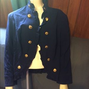 Navy Ruffle Nautical Style Blazer