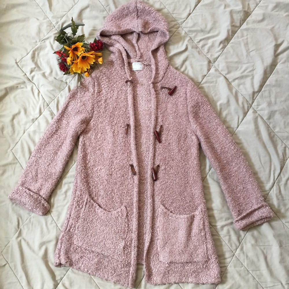 ❤️SOLD❤️ ZARA BLUSH KNIT SWEATER HOODIE