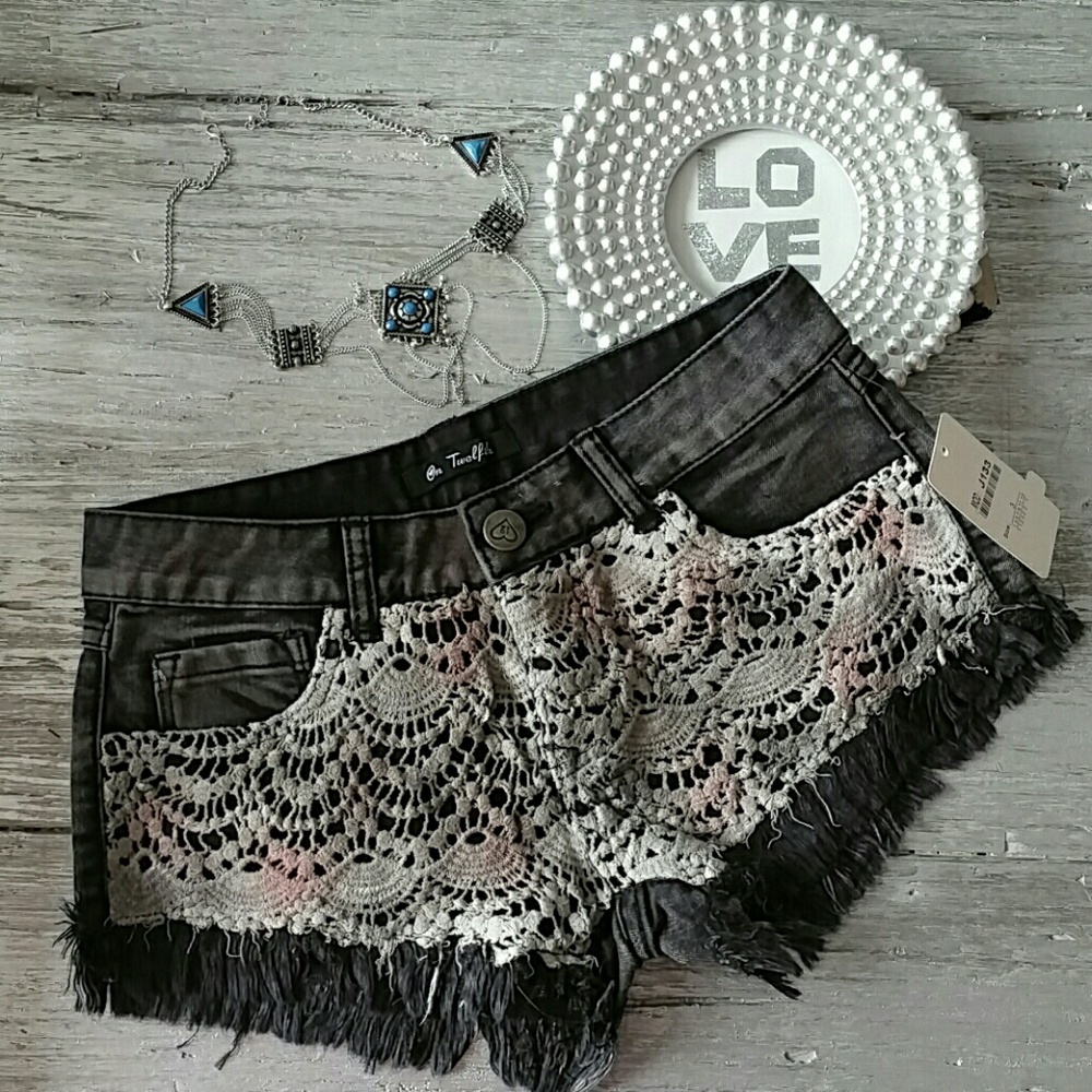 Crochet Denim Shorts - Picture 4 of 5