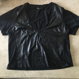 Asos Black leather crop top