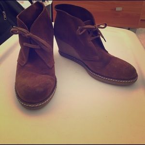 J. Crew brown suede wedge booties