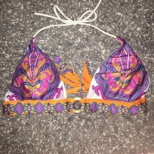 Paisley print triangle tie bikini top