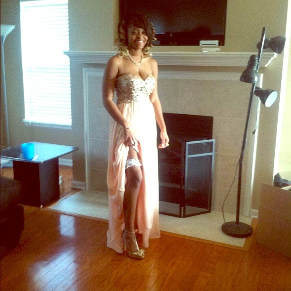 Light peach prom dress