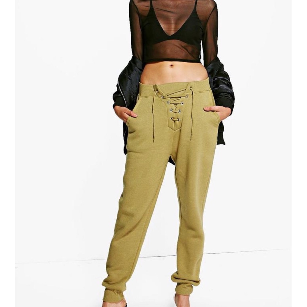 Sofia Lace Up Front Sweat Joggers