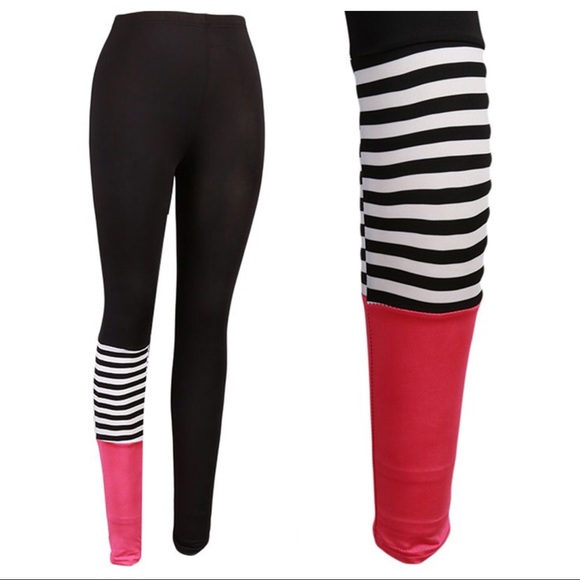 Yoga Pant Leggings w/ Striped Leg Band - Picture 4 of 5