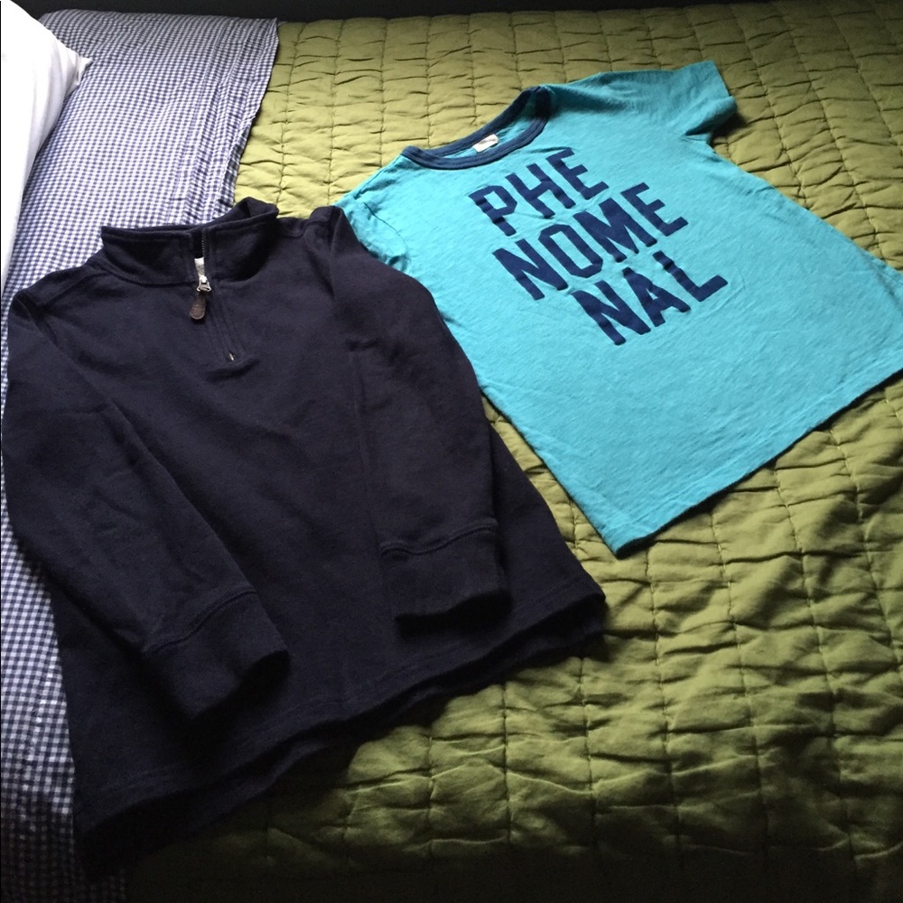 Crew cuts navy pullover and T shirt