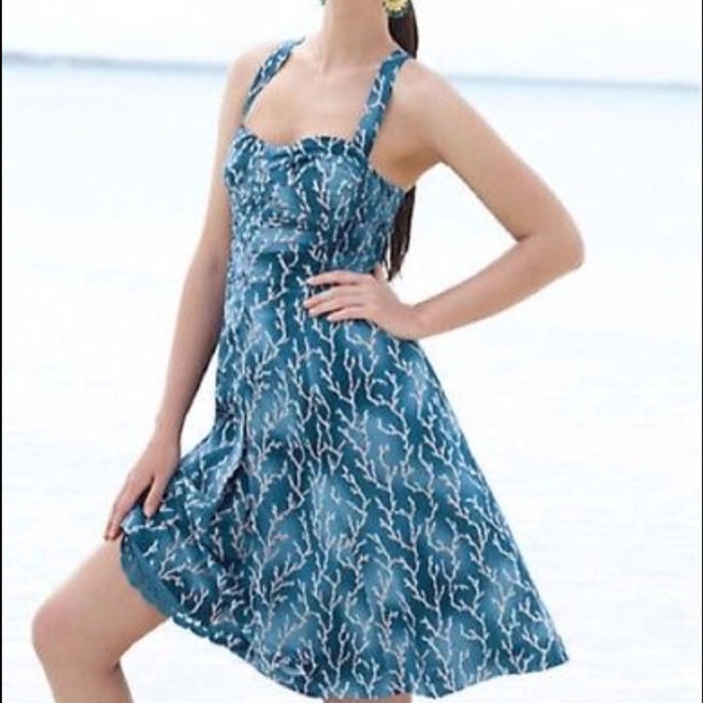 Anthropologie HD in Paris Coral Reef Blue dress