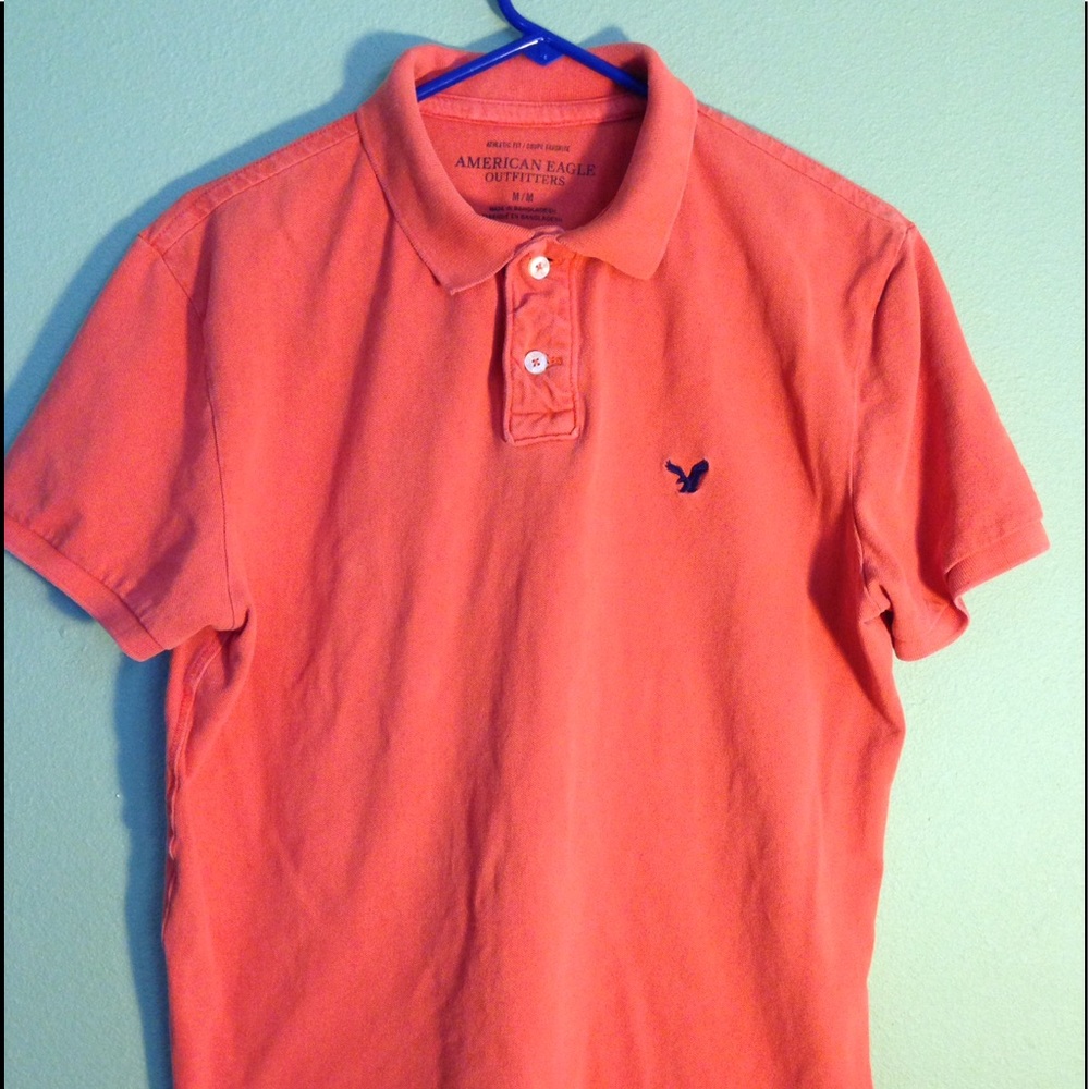 Men's American Eagle Polo Shirt Orange Size M
