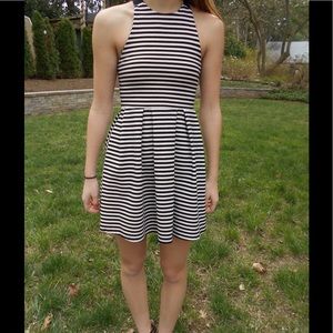 Black and white striped dress