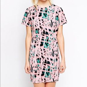 blush abstract print  Asos bag dress size 4