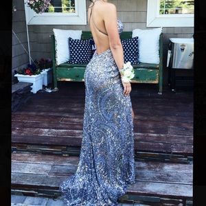 Silver Beaded Scala Prom Dress