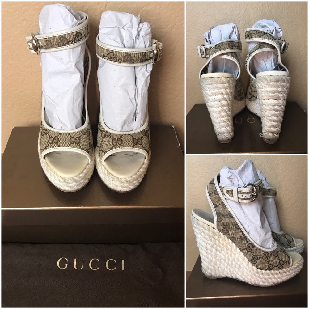 Authentic Gucci Espadrille Wedge 7