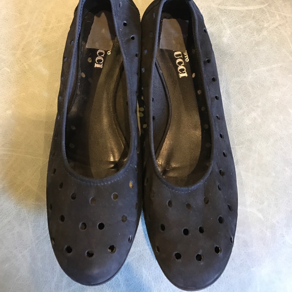 Black suede flats