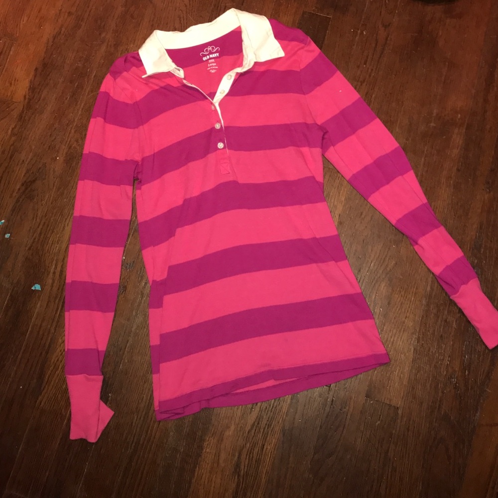 Pink striped button down shirt