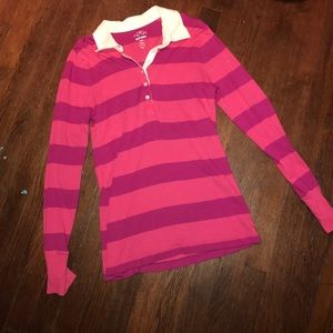 Pink striped button down shirt