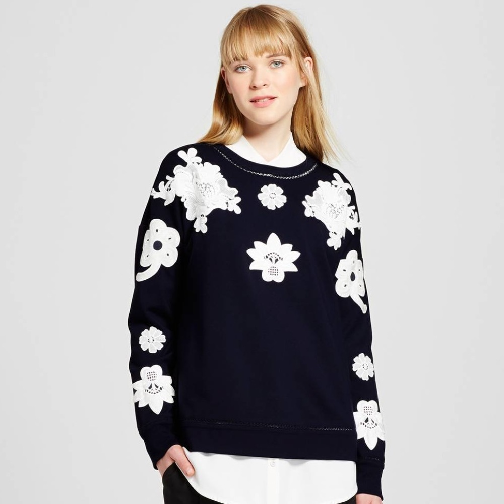 Victoria Beckham for Target White Floral Lace Top