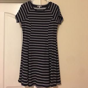 Navy/White Textured Dress