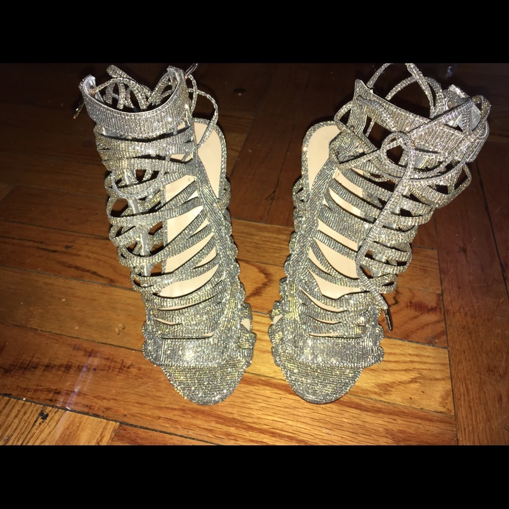 Silver heels.