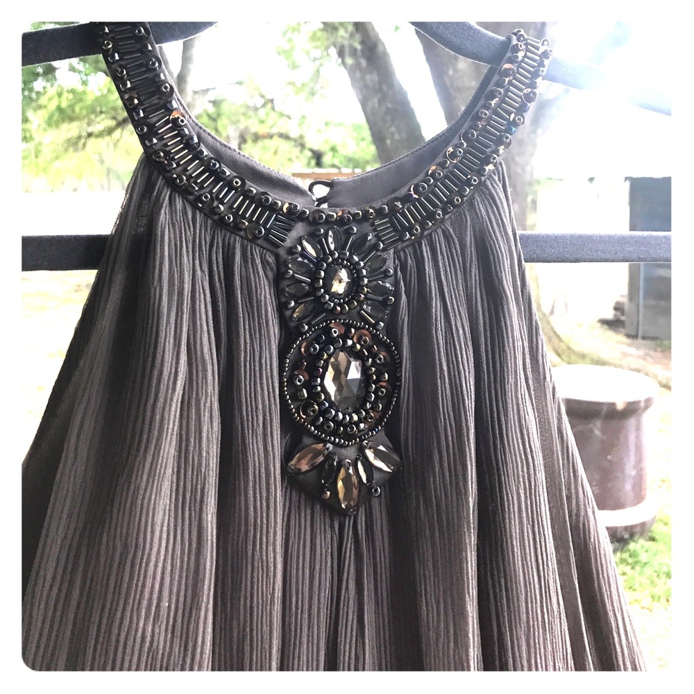 Brand new, never worn olive/tan 100% silk dress