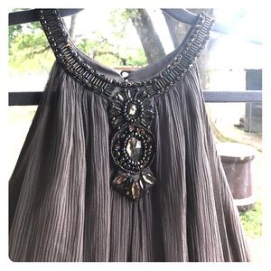 Brand new, never worn olive/tan 100% silk dress