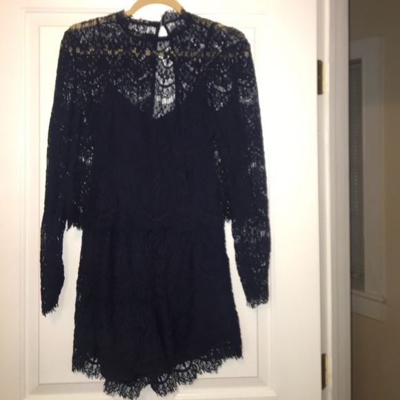 Anthropologie Navy lace romper - Picture 1 of 4