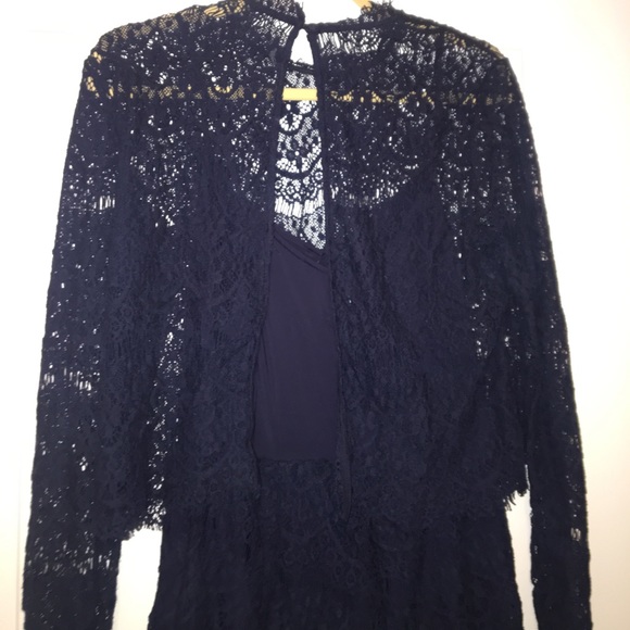 Anthropologie Navy lace romper - Picture 2 of 4