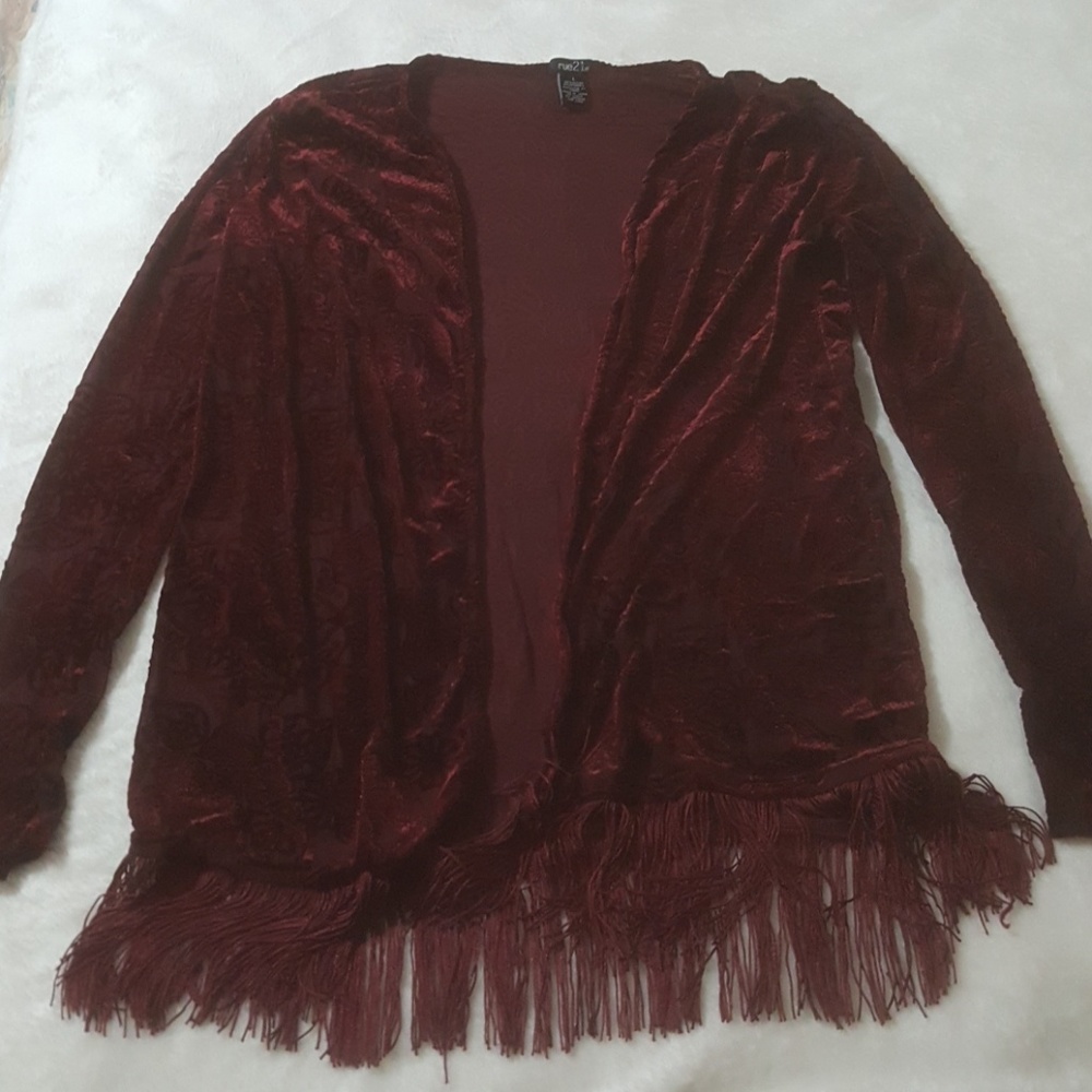 Rue 21 Velvet pattern sheer cardigan