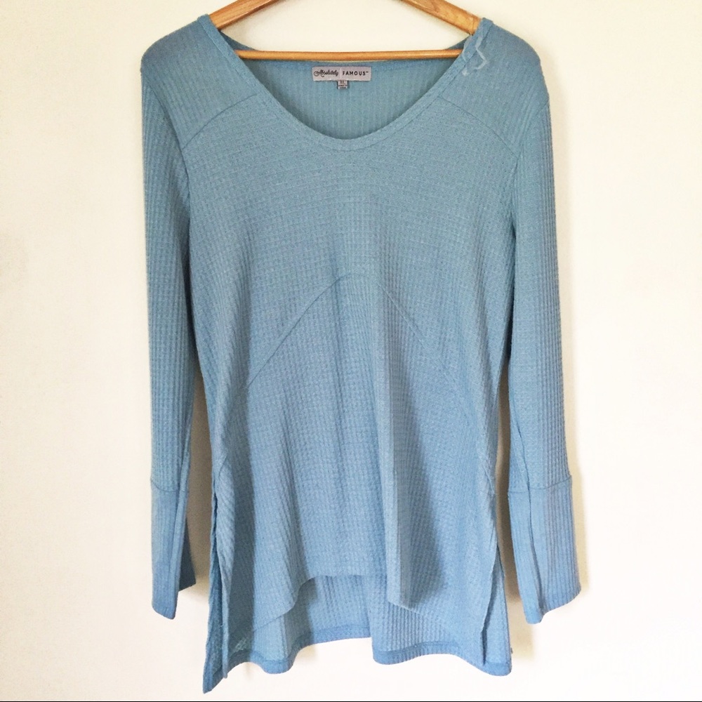 rbx waffle knit long sleeve high low, flowy top XL