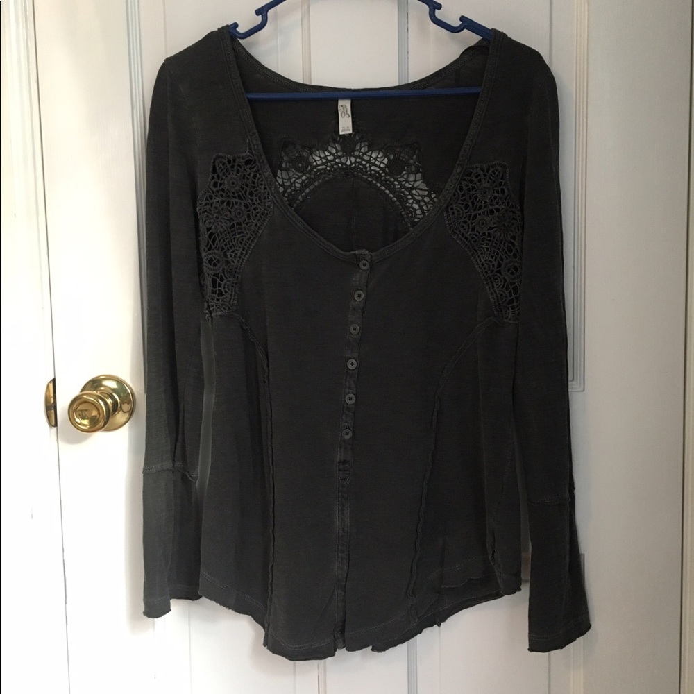 Free People Charcoal black top