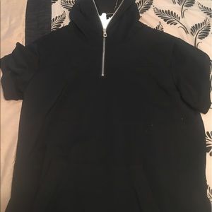 Short sleeve shirt jacket with hood