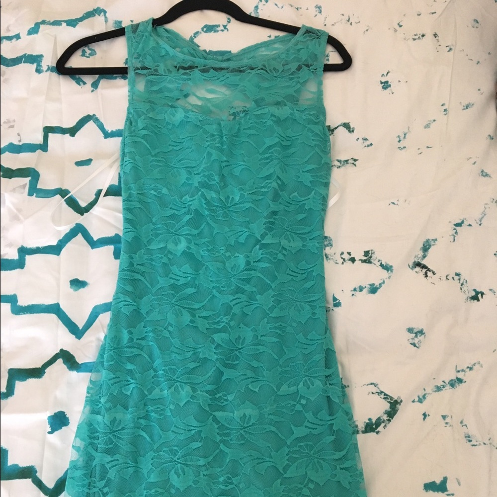 Teal lace dress
