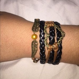 Heart and wings 5 piece braided bracelet