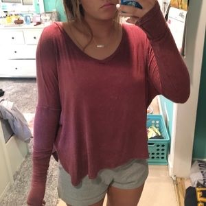 Faded red soft long sleeve t shirt