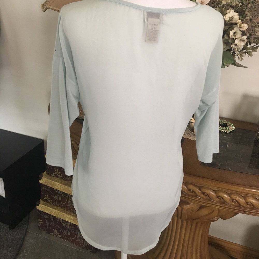 New Rhinestone Shoulder Sheer Back Top - Picture 4 of 7