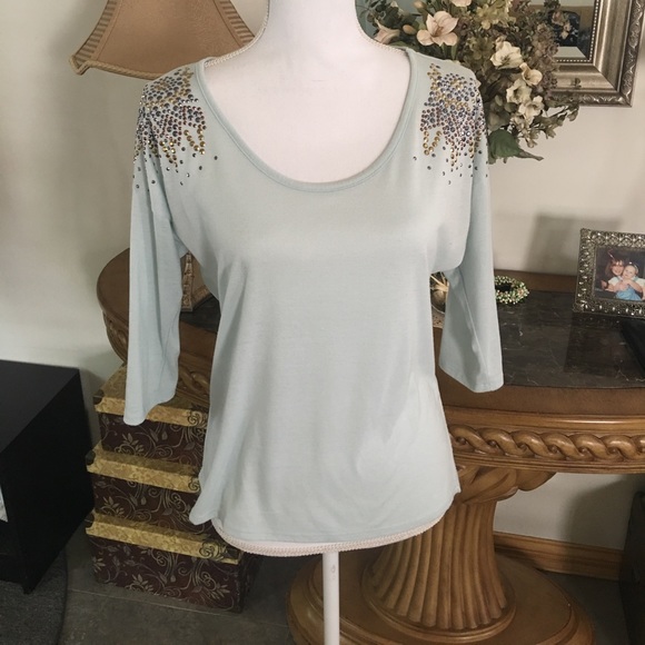 eyelash couture Tops New Rhinestone Shoulder Sheer Back Top Poshmark