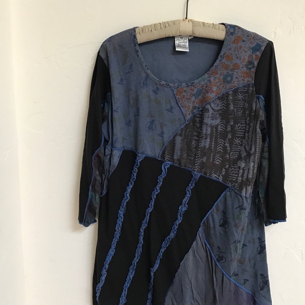 XL blue and black tunic top