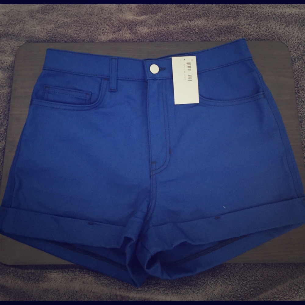 Denim High Waist Cuff Short