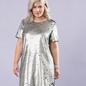 Silver Open-back Sequin Mini Dress