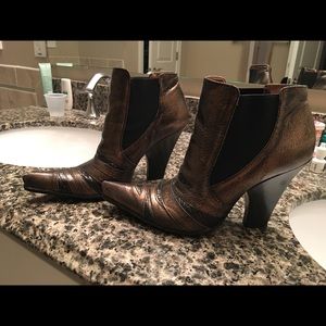 Metallic cowboy bootie