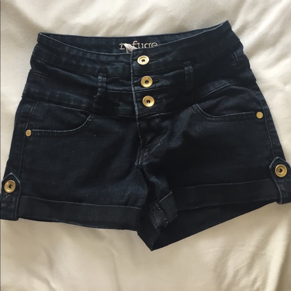 Black High Rise Jean Shorts